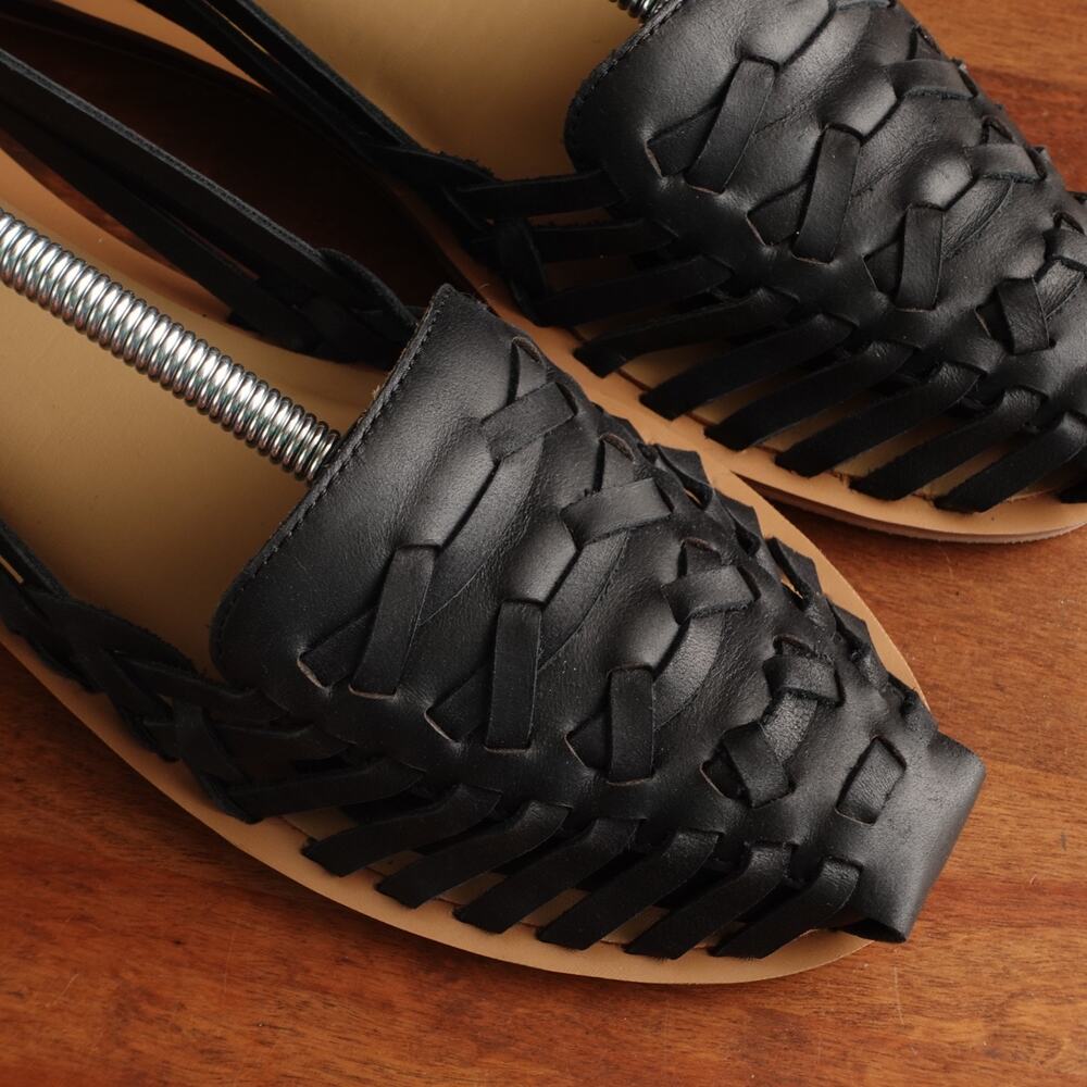 Quince Black Woven Leather Slip-On Flats - Picture 4 of 13